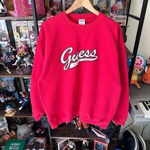 Vintage Guess Sweatshirt Red Logo Crewneck Size XL